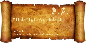Mihályi Paszkál névjegykártya
